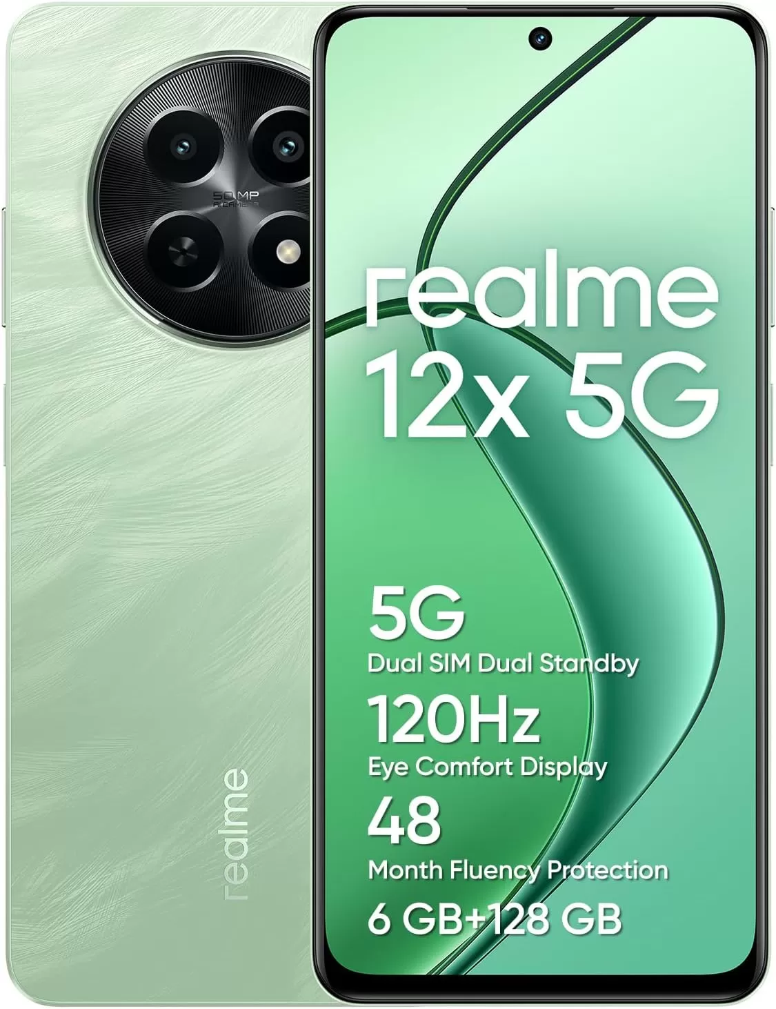 Telefon Mobil Realme 12x 5G 128GB Flash 6GB RAM Dual SIM 5G Feather Green