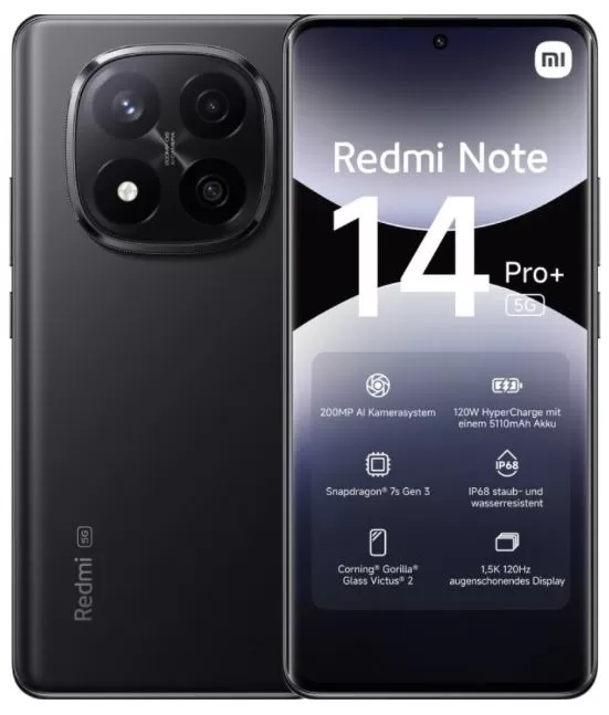 Telefon Mobil Xiaomi Redmi Note 14 Pro+ 5G 512GB Flash 12GB RAM Dual SIM 5G Midnight Black